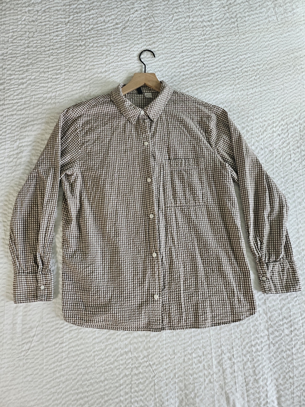 Divided HM Button Down Long Sleeve Gingham Brown Cottage Western Farmer Fall Y2K